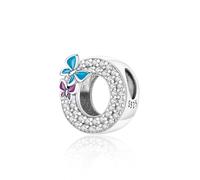 925 Sterling Silver Letter Charms with Cubic Zirconia Stones, Alphabet A-Z Letter Bead fit Pandora Bracelets for Women Girls Birthday DIY Jewellery Gift