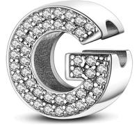 925 Sterling Silver Letter Charms with Cubic Zirconia Stones, Alphabet A-Z Letter Bead fit Pandora Bracelets for Women Girls Birthday DIY Jewellery Gift