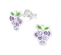 925 Sterling Silver Lightweight Hollow-Back Crystal Grapes Stud Earrings for Women & Girls - Everyday Jewellery Jewellery Gift Boxed