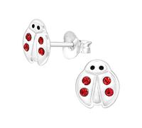 925 Sterling Silver Lightweight Hollow-Back Crystal Ladybird Stud Earrings for Women & Girls - Everyday Jewellery Jewellery Gift Boxed