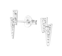 925 Sterling Silver Lightweight Hollow-Back Lightning Bolt Crystals Stud Earrings for Women & Girls - Everyday Jewellery Jewellery Gift Boxed