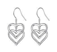 925 Sterling Silver Love Elegant Layered Big Hearts Long Dangle Drop Hooks Stud Earrings Jewelry Birthday Gifts for Women Girlfriend
