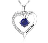 925 Sterling Silver Love Heart September Birthstone I Love You Forever Necklace for Women