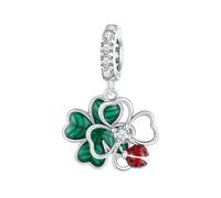 925 Sterling Silver Lucky Clover Ladybug Pastoral Natural Style Charms for Bracelet Making fit Bracelet Necklaces for Womens