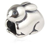 925 Sterling Silver Lucky Rabbit Charm Animal Charm Pet Charm Birthday Charm Christmas Charm for Pandora Charm Bracelet (A)