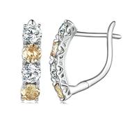 925 Sterling Silver Luxury Yellow Zircon Ear Buckles U-shaped Hoop Earrings For Women Original Design Fine Jewelry