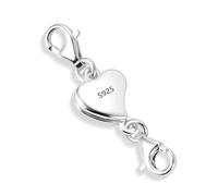 925 Sterling Silver Magnetic Necklace Clasps, ALEXCRAFT Heart Magnetic Jewelry Clasps Large Double Lobster Claw Locking Connector Clasps for Necklace Bracelet Anklet Extender Chain Jewelry Making