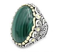 925 Sterling Silver Malachite Ring 56 MM