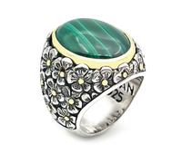 925 Sterling Silver Malachite Ring - unisex - Jalan Jalan - Rings - Multicolor - 56 MM - Accessories 56 MM