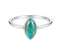925 Sterling Silver Marquise for Women Blue Copper Turquoise Gemstone Solitaire Ring Minimalist Bezel Set Handmade Jewelry R-03AN_U