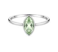 925 Sterling Silver Marquise for Women Green Amethyst Gemstone Solitaire Ring Minimalist Bezel Set Handmade Jewelry R-03AS_M