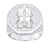 925 Sterling Silver Mens Cubic Zirconia Praying Hands Symbol Religious Ring 22.7x6mm Wide Size 11-Ring for Men
