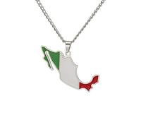 925 Sterling Silver Mexican Necklace For Women And Men, Mexico Map With Cities Pendant Flag Rural Necklace, Necklaces
