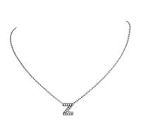 925 Sterling Silver Mini Letter Necklace Simulated Diamond Pendant with Initial Z Name Jewellery