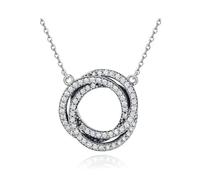 925 Sterling Silver Minimalism Geometric Stacked Circle Pendant Necklaces For Women Clear Fine Jewelry Scn259