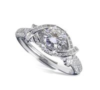 925 Sterling Silver Moissanite Evil Eye Ring - 1CT Brilliant Pavé Promise Ring, D Colour Engagement Jewellery Gift for Her