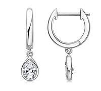 925 Sterling Silver Moissanite Hoop Earrings, Drop 0.5 Carat Fringe Moissanite Stone Small Sleeper Hoop Earrings Women Girls Birthday Gift