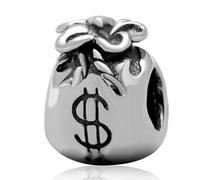 925 Sterling Silver Money Bag Charm Dollar Charm Las Vagas Charm Lucky Charm USA Symbol Charm for Pandora Charms Bracelet