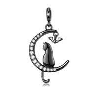 925 Sterling Silver Moon Cat Cross Lung Black White Skull Gift Pendant Necklace Fine Jewelry Necklace Chains Accessories