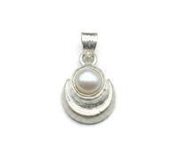 925 Sterling Silver Moon Pearl Pendant Chand Moti Locket | Evil Eye Protector, For Small Children, 3.5 Grams Weight, Silver Finish, Bezel Set Pearl