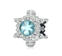 925 Sterling Silver Moonstone Snowflake Bead Charm Snowflake Love Pendant For Bangle Women Fine Jewelry