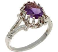 925 Sterling Silver Natural Amethyst Womens Promise Ring Size K 1/2 Silver Ring for Wife's February Birthday