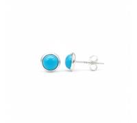 925 Sterling Silver Natural Gemstone Cabochon Studs Weight 1 gm, 5mm, Handmade Garnet, Labardorite and more (Sleeping Beauty Turquoise)