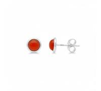 925 Sterling Silver Natural Gemstone Cabochon Studs Weight 1 gm, 5mm, Handmade Garnet, Labardorite and more (Carnelian)
