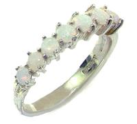 925 Sterling Silver Natural Opal Ring ladies Eternity size T | Made in England Handmade