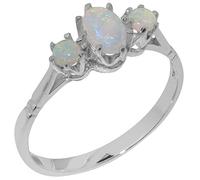 925 Sterling Silver Natural Opal Womens Engagement Ring | Size N | October Birthday Silver Ring for Wife