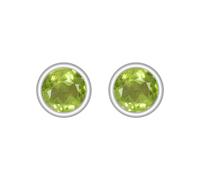 925 Sterling Silver Natural Peridot Gemstone Fashion Stud Earring for Women and Teens 8 mm Round Modern Earring August Birthstone Jewellery