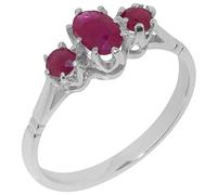 925 Sterling Silver Natural Ruby Womens Anniversary Ring Size V Made in England British Hallmark