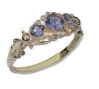 925 Sterling Silver Natural Tanzanite Womens Trilogy Ring Size Z Tanzanite gift for 24th Wedding Anniversary