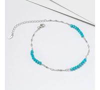925 Sterling Silver Natural Turquoise Anklet With Butterfly Chain For Women Dainty Vintage Straps Jewelry