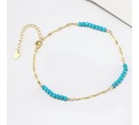 925 Sterling Silver Natural Turquoise Anklet With Butterfly Chain For Women Dainty Vintage Straps Jewelry