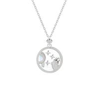 925 Sterling Silver Necklace 12 Constellation Circle Charm Pendant Necklace with Zircon Horoscope Celestial Astrology Jewellery for Women Girls Pisces