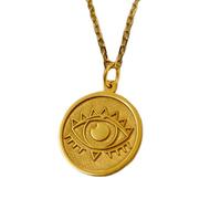925 sterling silver necklace 22mm|18 inch chain | evil eye necklace - handmade protection amulet| good luck charm| spiritual| minimalist turkish talisman|gold plating handmade jewelry |LK_PNK_01805