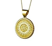 925 sterling silver necklace 22mm|18 inch chain | ihs christogram necklace| catholic sun pendant| society of jesus medallion| holychristian jewelry| faith|gold plating handmade jewelry |LK_PNK_00318