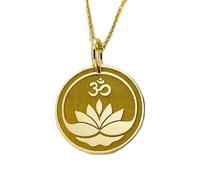 925 sterling silver necklace 25mm|18 inch chain |14k real om lotus disc pendant| om necklace| om charm| layered disc spiritual ohm pendant| yoga necklace|gold plating handmade jewelry |LKGP_00784