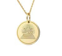 925 sterling silver necklace 25mm|18 inch chain | third eye pendant| all seeing eye disc necklace| evil eye jewelry| eye of providence pendant| protection charm| eye necklace|gold plating |LKGP_00045