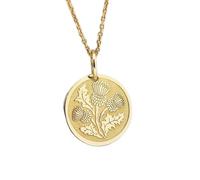 925 sterling silver necklace 26mm|18 inch chain | thistle pendant| coin scottish thistle necklace| symbolic scottish jewelry| celtic pendant| flower charm|gold plating handmade jewelry |LKGP_00054