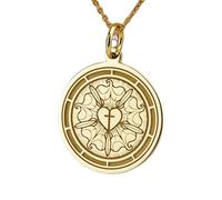 925 sterling silver necklace 28mm|18 inch chain | luther rose necklace| lutheran cross pendant| lutheranism jewelry| christian| first communion coin amulet|gold plating handmade jewelry |LKGP_00676