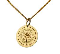 925 sterling silver necklace 28mm|18 inch chain | plated compass jewelry| compass necklace| navigation pendant| north star charm| compass disc pendant| traveler necklace|gold plating |LKGP_00211