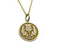 925 sterling silver necklace 28mm|18 inch chain | thistle necklace| round scottish thistle jewelry| coin thistle pendant| symbolic scottish celtic charm|gold plating handmade jewelry |LK_PNK_00542