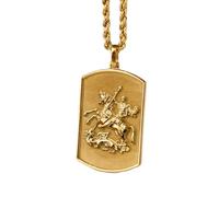 925 sterling silver necklace 30x19mm|18 inch chain | saint george dog tag necklace| saint george pendant jewelry| rope chain necklace| christian saint necklace| dog tag|gold plating |LKGP_00461