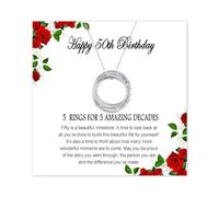 925 Sterling Silver Necklace for Women, 40th 50th 60th Interlocking Circles Necklaces, Birthday Necklace Persents for Daughter Grandma Mother (50 years old)