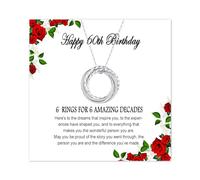 925 Sterling Silver Necklace for Women, 40th 50th 60th Interlocking Circles Necklaces, Birthday Necklace Persents for Daughter Grandma Mother (60 years old)