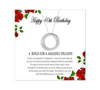 925 Sterling Silver Necklace for Women, 40th 50th 60th Interlocking Circles Necklaces, Birthday Necklace Persents for Daughter Grandma Mother (40 years old)