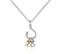 925 Sterling Silver Necklace For Women Cute Fish and Fish Hook Necklace Chain Jewelry The for women