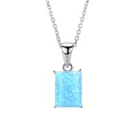 925 Sterling Silver Necklaces for Women Square Fire Opal Pendant Neckalce Box Chain 40+5cm Female Jewelry Gifts
